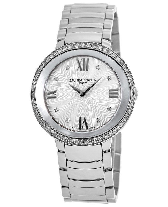 Baume Mercier Promesse 34mm Silver Dial Diamond Bezel Steel Womens Watch 10199 10199 4790$