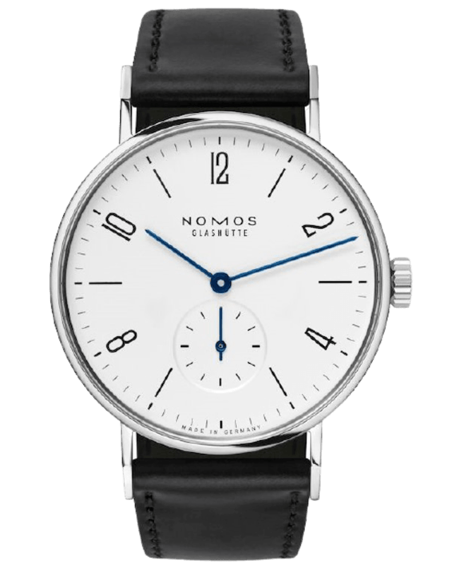 Nomos Glashutte Tangente White Dial Stainless Steel Back Black Leather Strap Men’s Watch 101 101