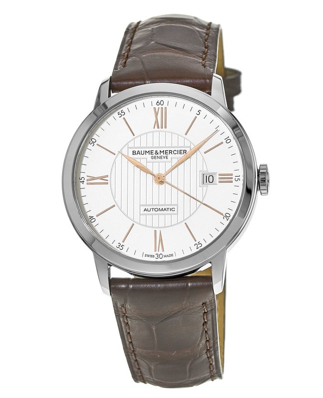 Baume & Mercier Classima Automatic Silver Dial Brown Leather Strap Men's Watch 10263