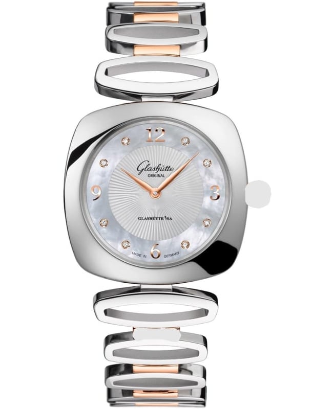 Glashutte Original Pavonina Pavonina Mother of Pearl Diamond Dial Steel and Rose Gold Women's Watch 1-03-02-04-16-14