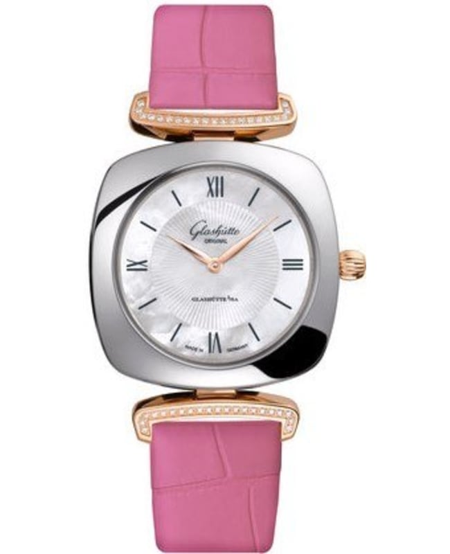Glashutte Original Lady Collection Pavonina Mother of Pearl Dial Pink Leather Strap Women's Watch 1-03-02-05-16-31
