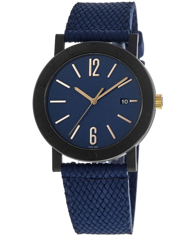Bulgari BVLGARI BVLGARI Blue Dial Rubber Strap Men's Watch 103133