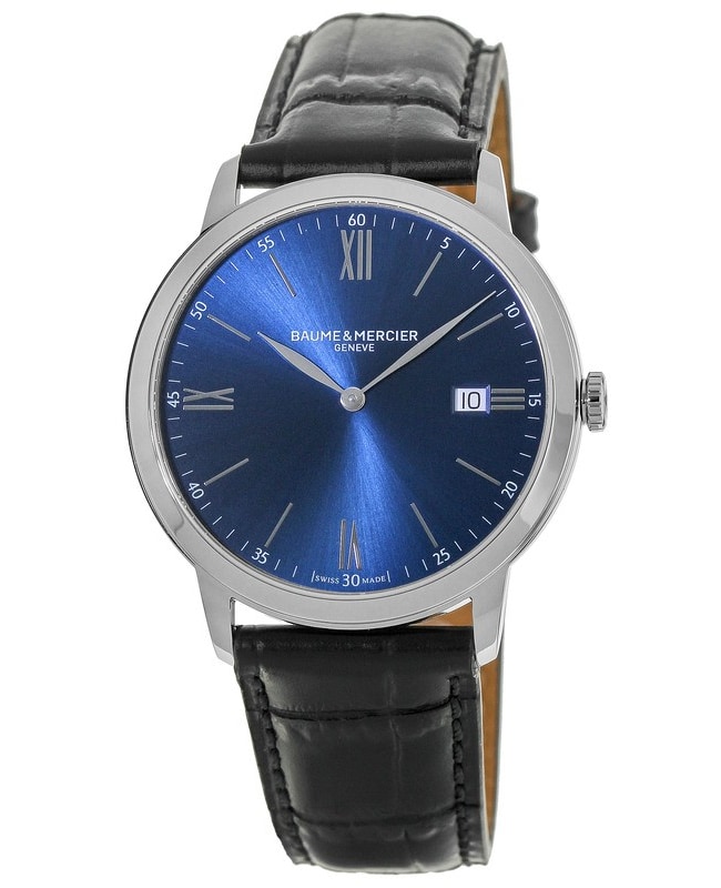 Baume & Mercier Classima Quartz Blue Dial Leather Strap Men’s Watch 10324 10324