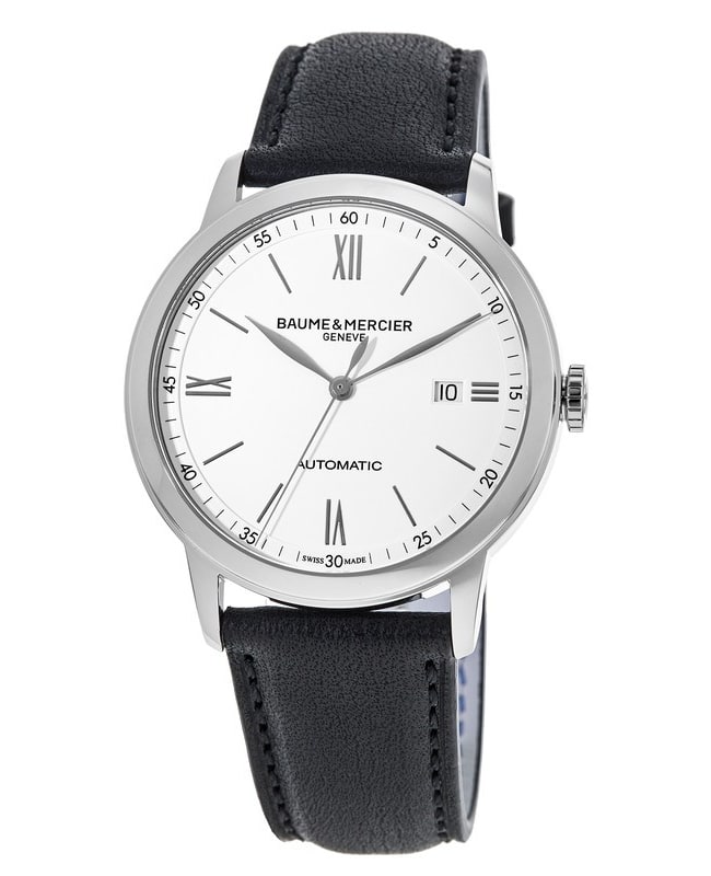 Baume & Mercier Classima Automatic White Dial Black Leather Strap Men’s Watch 10332 10332