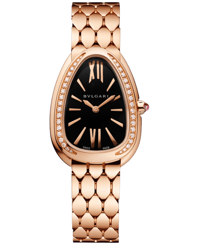 Bulgari Serpenti Seduttori Black Dial Diamond 18kt Rose Gold Women's Watch 103453