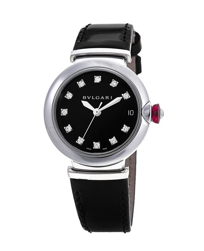 Bulgari Lvcea Black Diamond Dial Leather Strap Women’s Watch 103503 103503