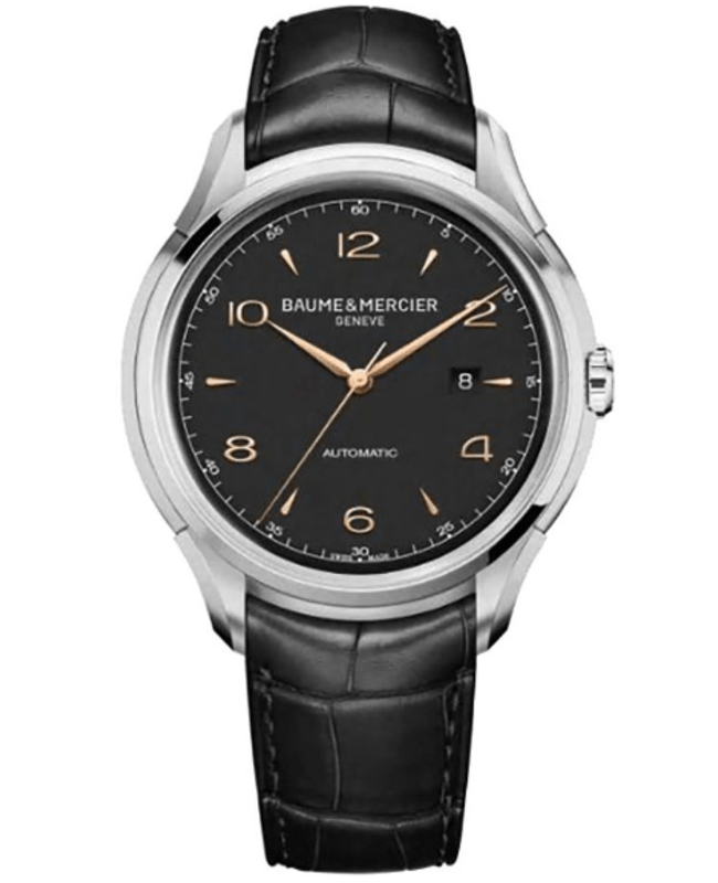 Baume & Mercier Clifton Club Automatic Black Dial Leather Strap Men's Watch 10366