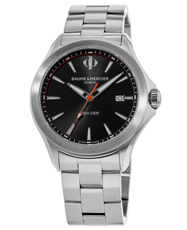 Baume & Mercier Clifton Club Quartz Black Dial Stainless Steel Men’s Watch 10412 10412