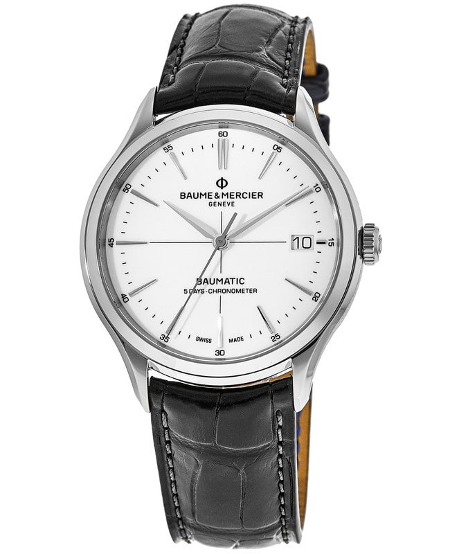 Baume & Mercier Clifton Automatic White Dial Leather Strap Men’s Watch 10518 10518