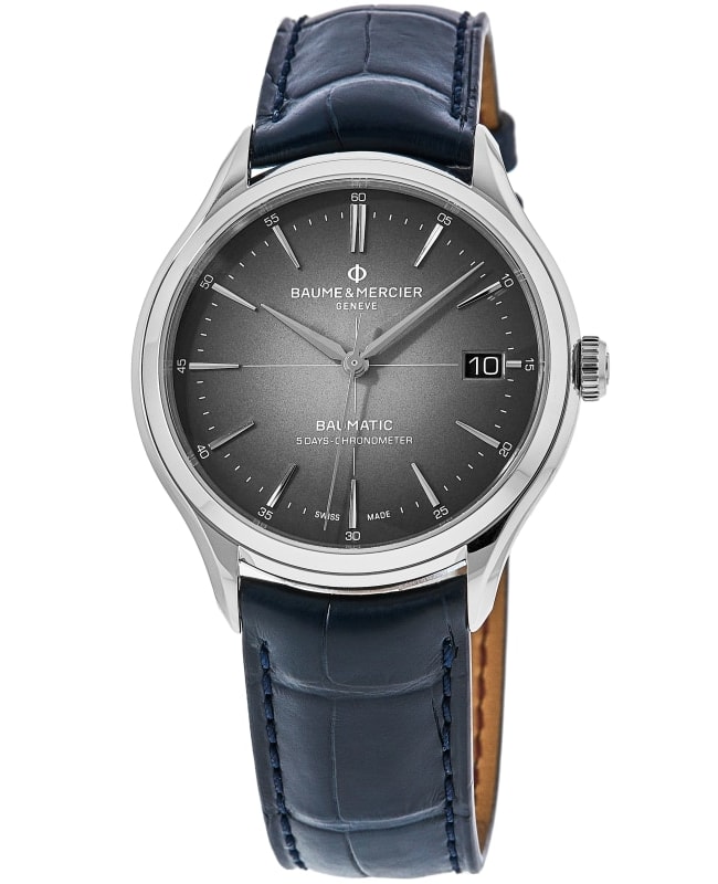 Baume & Mercier Clifton Automatic Grey Dial Leather Strap Men's Watch 10550