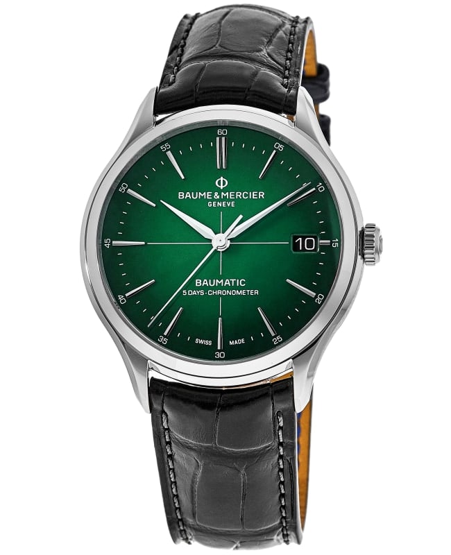 Baume & Mercier Clifton Automatic Green Dial Leather Strap Men's Watch 10592