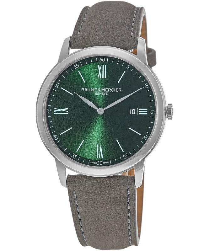 Baume & Mercier Classima Quartz Green Dial Leather Strap Men’s Watch 10607 10607