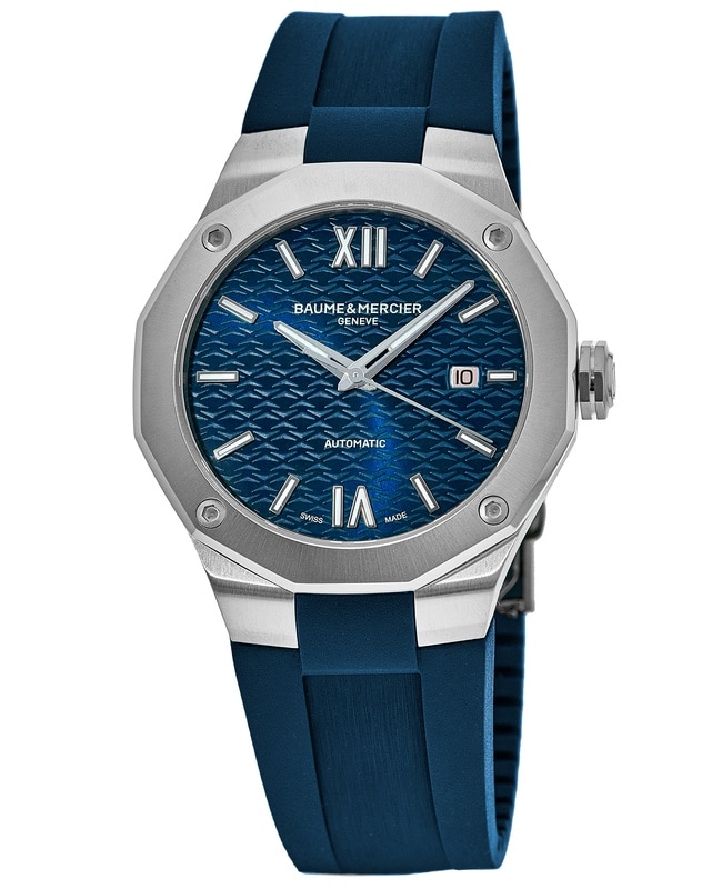 Baume & Mercier Riviera Automatic Blue Dial Rubber Strap Men’s Watch 10619 10619