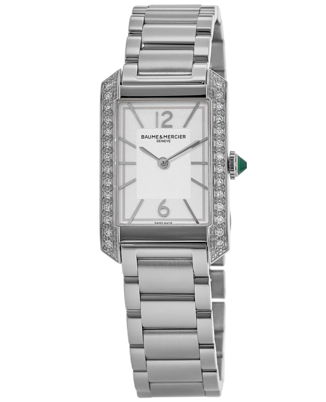 Baume & Mercier Hampton Quartz 22mm Grey Dial Diamond Bezel Stainless Steel Women's Watch 10631