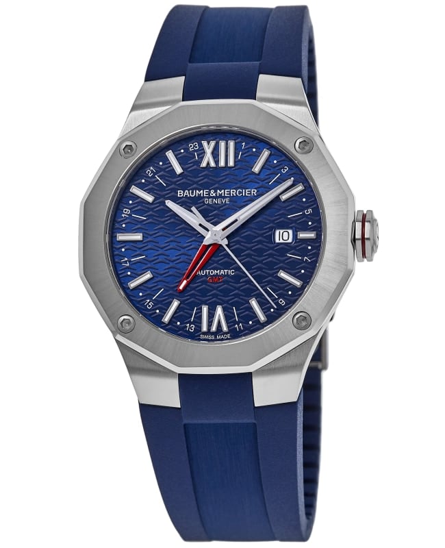 Baume  Mercier Riviera Automatic GMT Blue Dial Rubber Strap Mens Watch 10659 M0A10659
