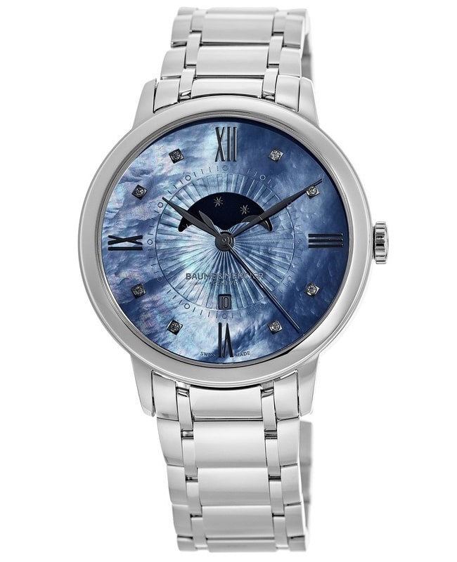 Baume & Mercier Classima Quartz Blue Mother of Pearl Diamond Dial Steel Women’s Watch 10665 10665