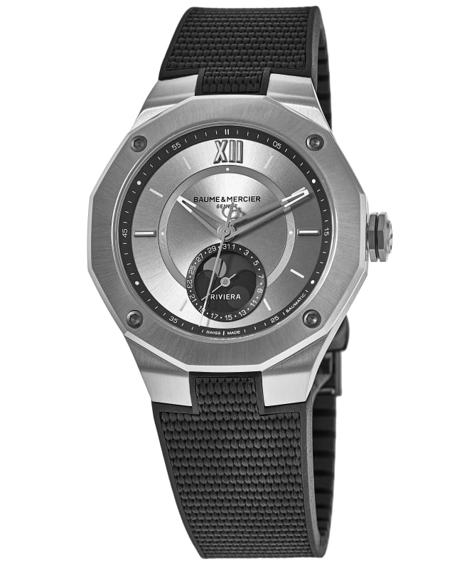 Baume & Mercier Riviera Silver Dial Rubber Strap Men’s Watch 10681 10681