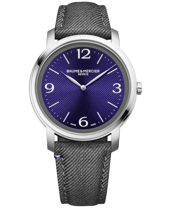 Baume & Mercier Classima Quartz Purple Dial Fabric Strap Men’s Watch 10706 10706