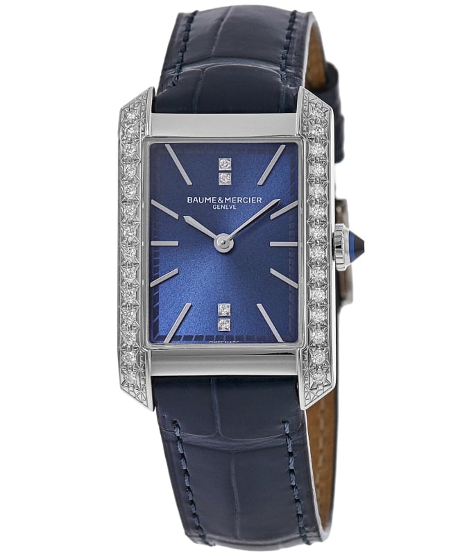 Baume & Mercier Hampton Quartz Blue Dial Diamond Leather Strap Women's Watch 10709