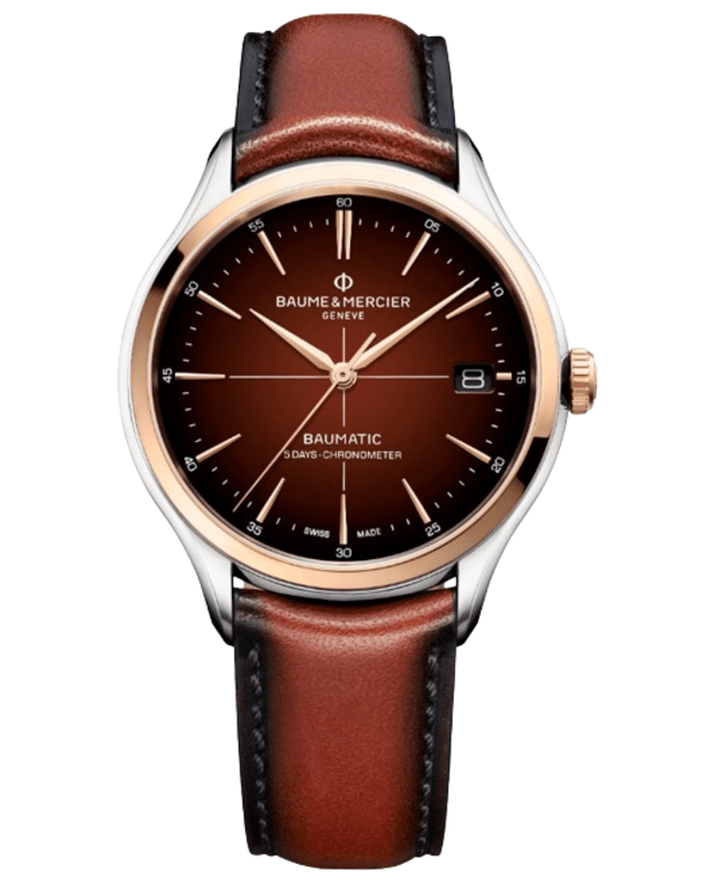Baume Mercier Clifton Automatic Chocolate Dial Leather Strap Mens Watch 10713 10713 3492$