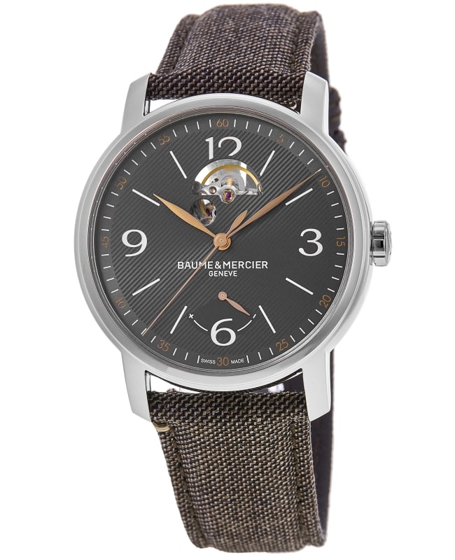 Baume Mercier Classima Automatic Grey Dial Brown Fabric Strap Mens Watch 10718 10718 2628$
