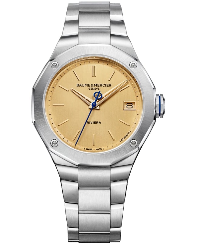 Baume Mercier Riviera Yellow Dial Stainless Steel Mens Watch 10822 10822 3420$