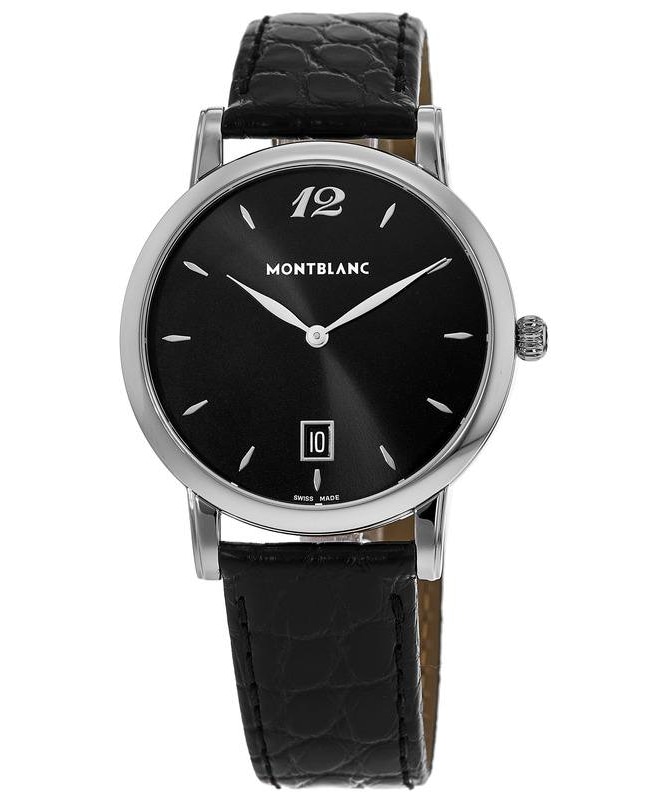 Montblanc Star Classique Date Black Dial Leather Strap Men’s Watch 108769 108769