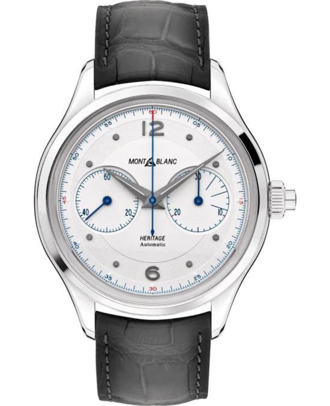 MONTBLANC レトロ品 Montblanc Heritage Monopusher Chronograph Silver Dial Leather