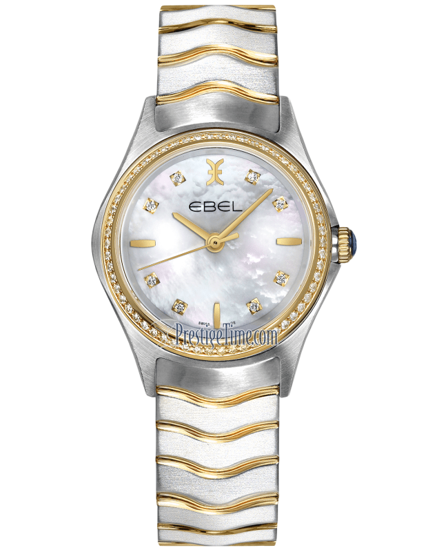 Ebel Wave 30mm Diamond Mother of Pearl Dial Two-Tone 18K Yellow Gold & Stainless Steel Women's Watch 1216198