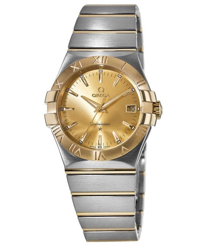 Omega Constellation Quartz 35mm Yellow Gold & Steel Champagne Dial