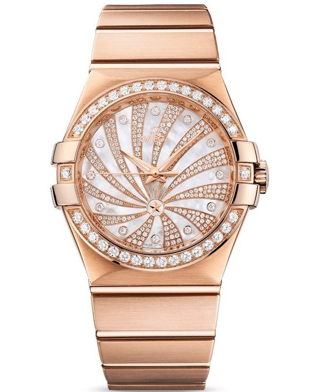 Omega Constellation Automatic Chronometer 35mm Mother of Pearl Dial Diamond Rose Gold Women’s Watch 123.55.35.20.55.002 123.55.35.20.55.002