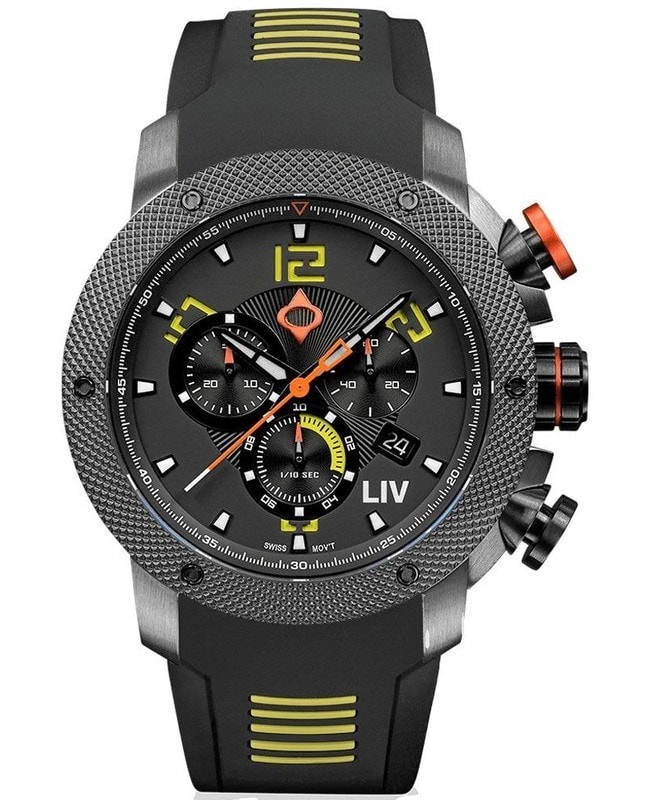 LIV Genesis GX1 Venom Yellow Black Chronograph Dial Swiss Men’s Watch 1240.45.113 SBY 1240.45.113 SBY