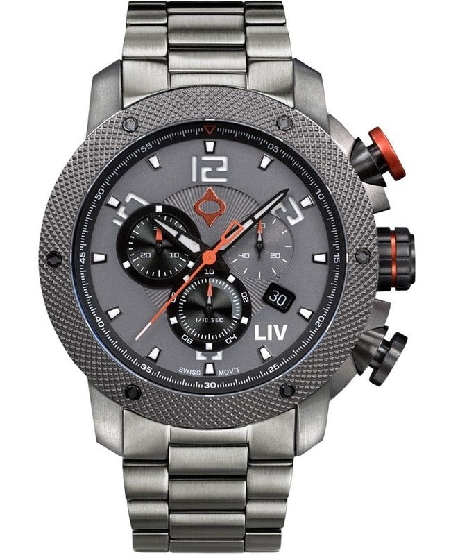 LIV Genesis GX1 Cool Grey Chronograph Dial Steel Swiss Men’s Watch 1240.45.135 SS 1240.45.135 SS