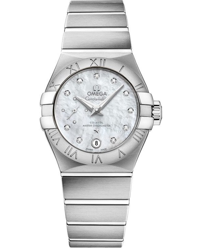Omega Constellation White Mother of Pearl Diamond Dial Stainless Steel Women's Watch 127.10.27.20.55.001