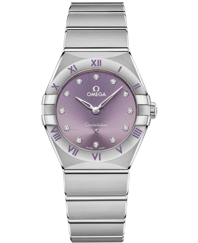 Omega Constellation Quartz 28 MM Purple Diamond Dial Steel Women’s Watch 131.10.28.60.60.002 131.10.28.60.60.002