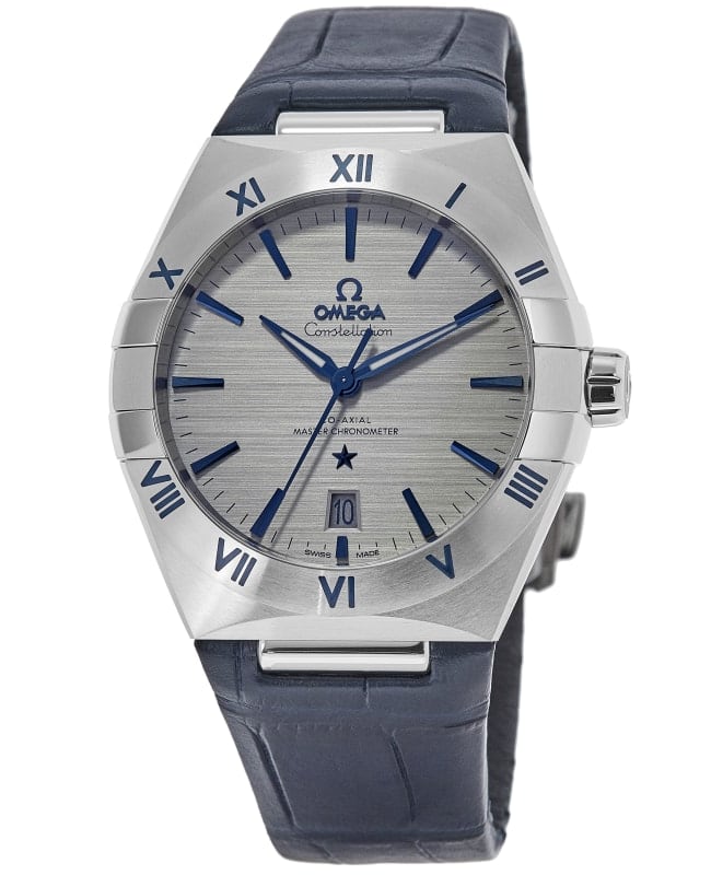 Omega Constellation Co-Axial Master Chronometer Grey Dial Blue Leather Strap Men’s Watch 131.13.39.20.06.002 131.13.39.20.06.002