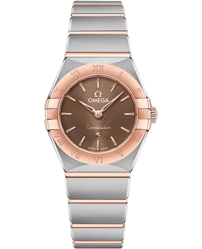Omega Constellation Manhattan Quartz 25mm Brown Dial Two-Tone 18K Rose & Stainless Steel Women's Watch 131.20.25.60.13.001
