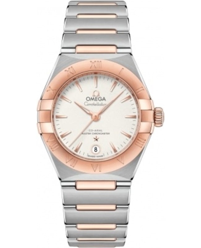 Omega Constellation Manhattan Chronometer 29mm Silver Dial Two-Tone 18K Rose Gold & Stainless Steel Women's Watch 131.20.29.20.02.001