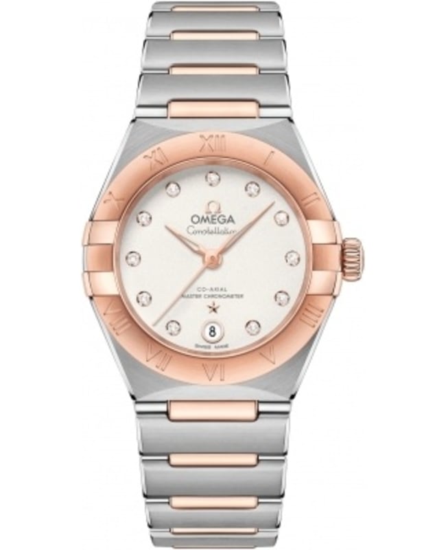 Omega Constellation Manhattan Chronometer 29mm Silver Dial Diamond Rose Gold and Stainless Steel Women’s Watch 131.20.29.20.52.001 131.20.29.20.52.001