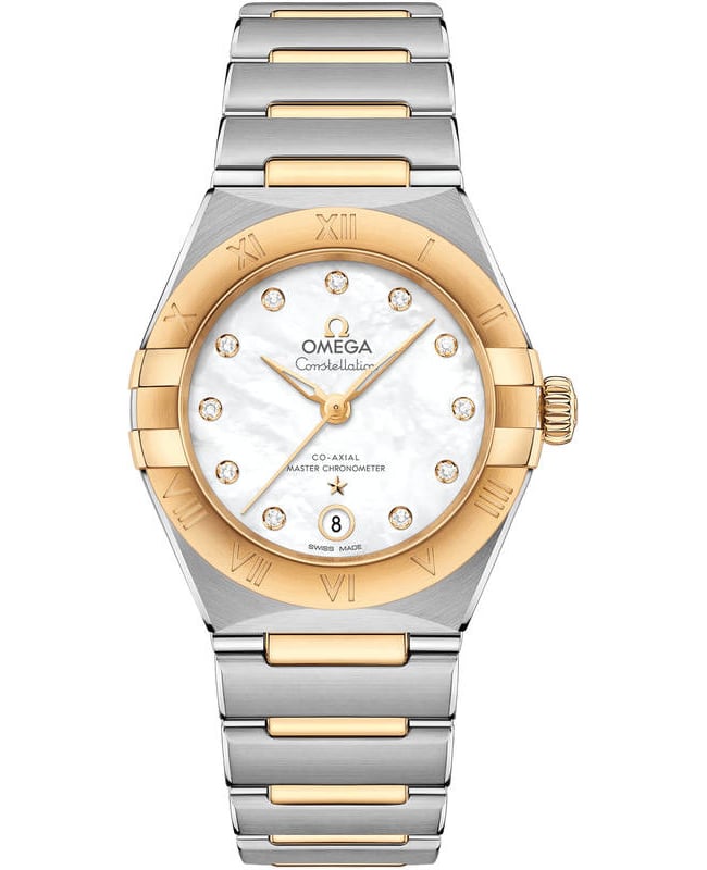 Omega Constellation Manhattan Chronometer 29mm Mother of Pearl Dial Diamond Yellow Gold and Stainless Steel Women’s Watch 131.20.29.20.55.002 131.20.2