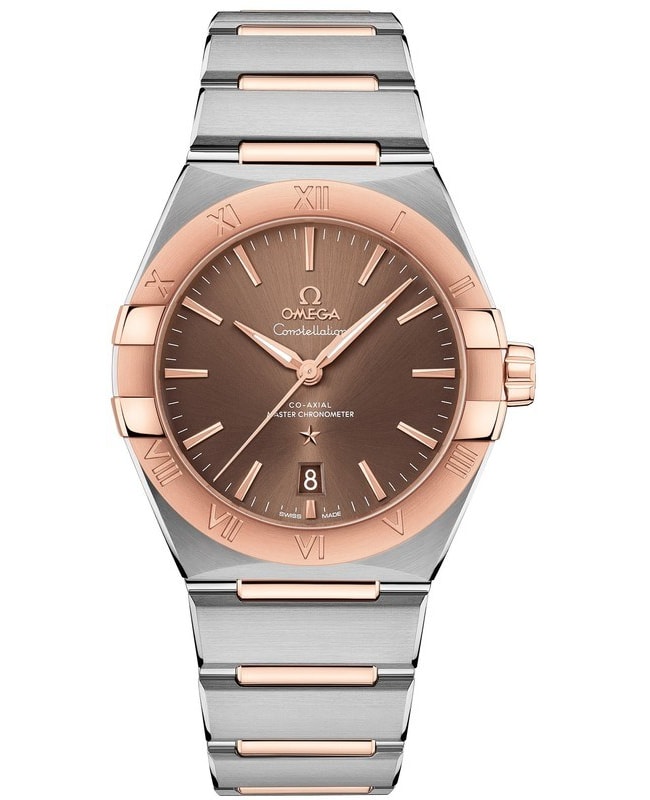 Omega Constellation Co-Axial Master Chronometer Brown Dial Two-Tone 18K Rose Gold & Stainless Steel Men's Watch 131.20.39.20.13.001