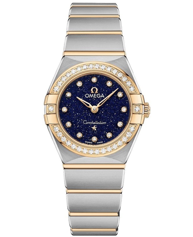 Omega Constellation Manhattan Quartz 25mm Diamond Blue Dial Two-Tone 18K Yellow Gold & Stainless Steel Women's Watch 131.25.25.60.53.001