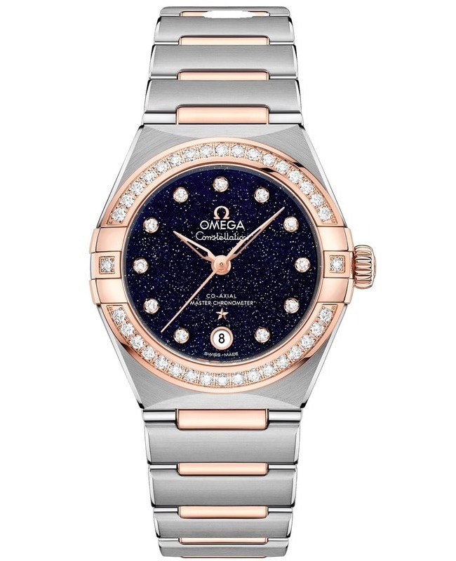 Omega Constellation Manhattan Chronometer 29mm Blue Dial Diamond Rose Gold and Stainless Steel Women’s Watch 131.25.29.20.53.002 131.25.29.20.53.002