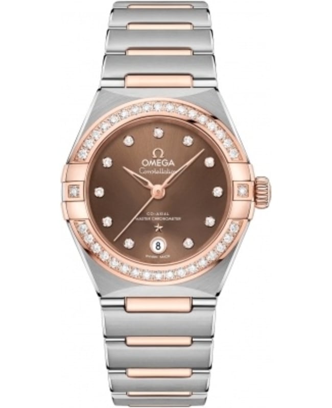 Omega Constellation Manhattan Chronometer 29mm Brown Dial Diamond Rose Gold and Stainless Steel Women’s Watch 131.25.29.20.63.001 131.25.29.20.63.001