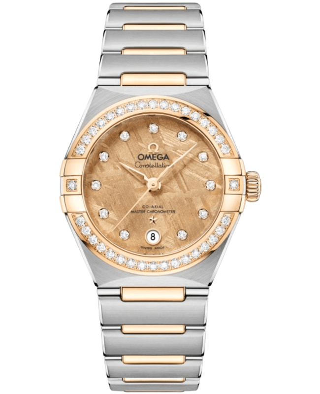 Omega Constellation Chronometer 29mm Diamond Champagne Dial Two-Tone 18K Yellow Gold & Stainless Steel Women's Watch 131.25.29.20.99.002