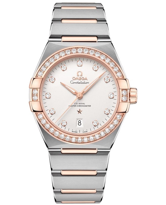 Omega Constellation Co-Axial Master Chronometer Diamond Silver Dial Two-Tone 18K Rose Gold & Stainless Steel Men's Watch 131.25.39.20.52.001