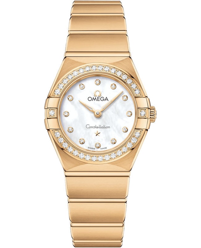 Omega Constellation Manhattan Quartz 25mm Diamond Mother of Pearl 18K Yellow Gold Women's Watch 131.55.25.60.55.002
