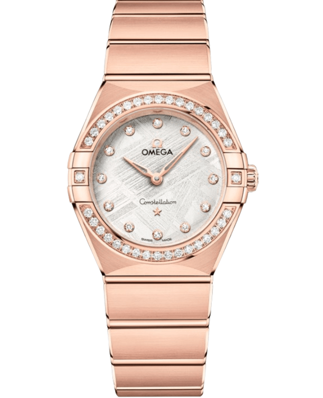 Omega Constellation Quartz 28 MM Diamond Grey Dial 18K Rose Gold Women's Watch 131.55.28.60.99.005