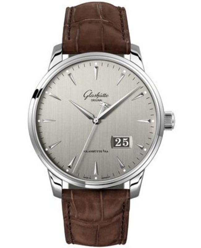 Glashutte Original Senator Excellence Panorama Date Silver Dial Brown Leather Strap Men’s Watch 1-36-03-03-02-31 1-36-03-03-02-31