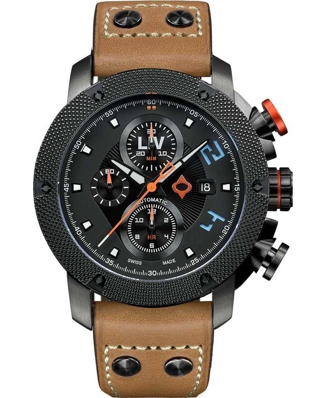 LIV Genesis GX-AC Limited Edition Black Chronograph Dial Leather Strap Swiss Men’s Watch 1410.46.19.PBCB 1410.46.19.PBCB